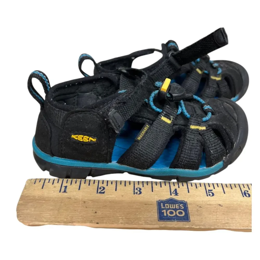 KEEN Kids Toddler Black Blue Closed Toe Hiking Water Sandals Shoes 9T